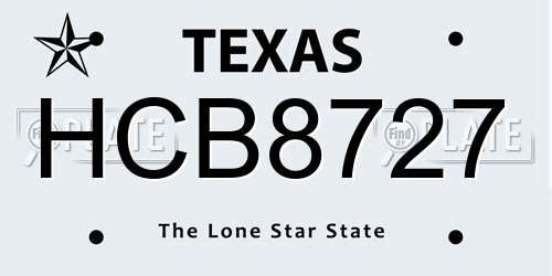 HCB8727 Texas License Plate
