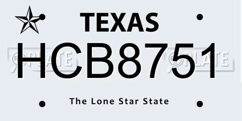 HCB8751 Texas License Plate