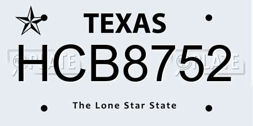 HCB8752 Texas License Plate