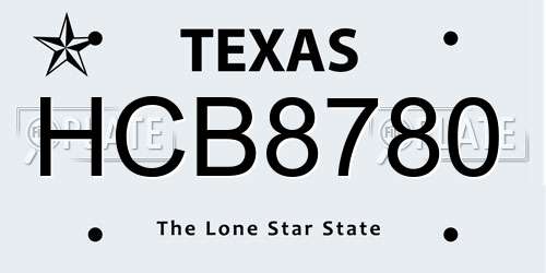 HCB8780 Texas License Plate