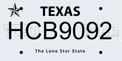HCB9092 Texas License Plate