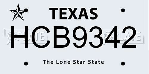 HCB9342 Texas License Plate