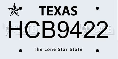HCB9422 Texas License Plate