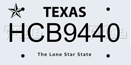 HCB9440 Texas License Plate