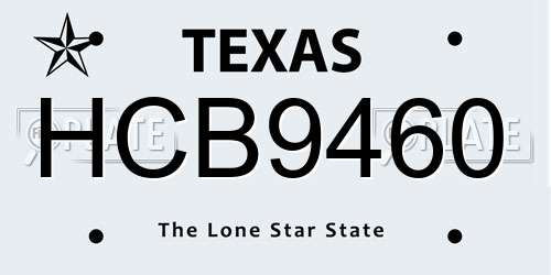 HCB9460 Texas License Plate