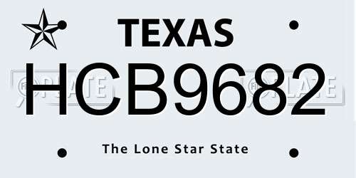 HCB9682 Texas License Plate