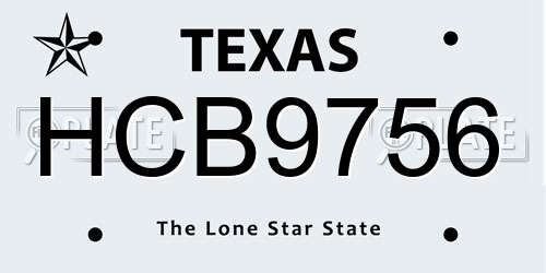 HCB9756 Texas License Plate