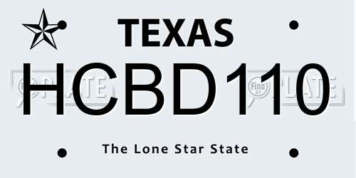 HCBD110 Texas License Plate