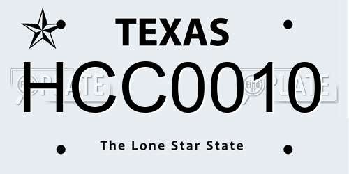 HCC0010 Texas License Plate