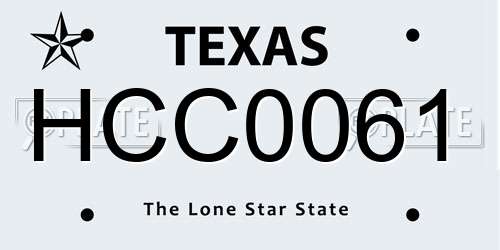 HCC0061 Texas License Plate