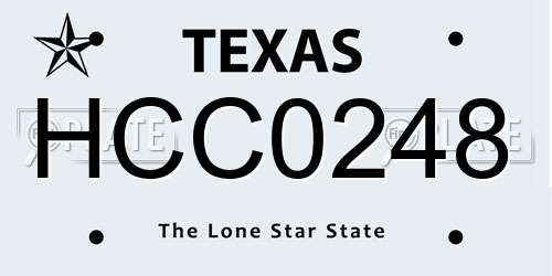 HCC0248 Texas License Plate
