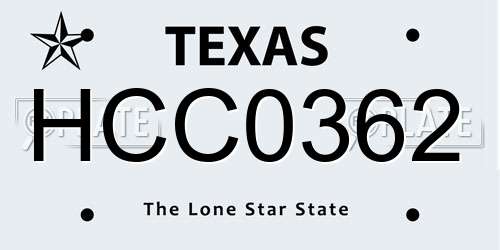 HCC0362 Texas License Plate