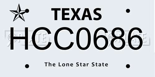 HCC0686 Texas License Plate