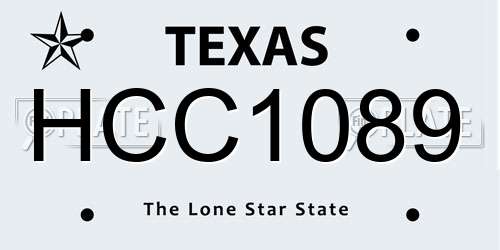 HCC1089 Texas License Plate