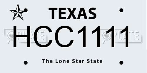 HCC1111 Texas License Plate