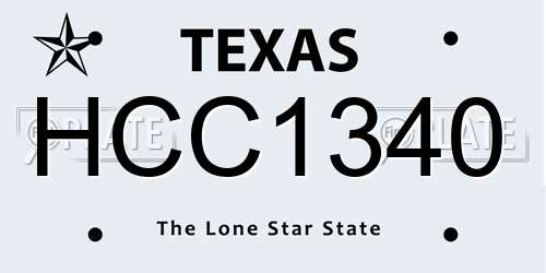 HCC1340 Texas License Plate