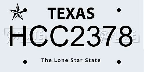 HCC2378 Texas License Plate