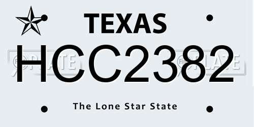HCC2382 Texas License Plate