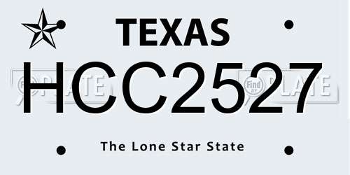 HCC2527 Texas License Plate
