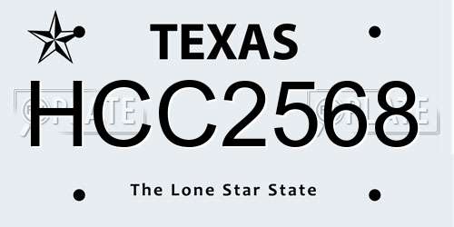 HCC2568 Texas License Plate
