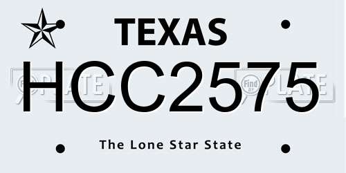 HCC2575 Texas License Plate