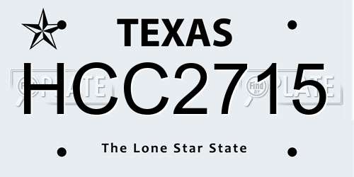 HCC2715 Texas License Plate