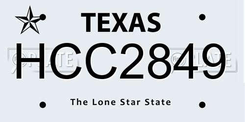 HCC2849 Texas License Plate