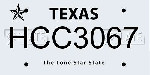 HCC3067 Texas License Plate