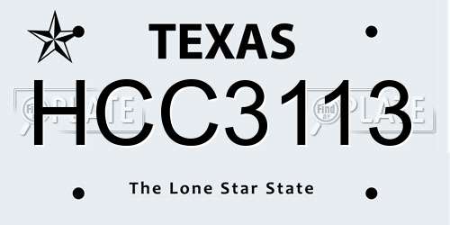 HCC3113 Texas License Plate