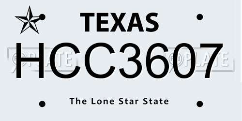 HCC3607 Texas License Plate