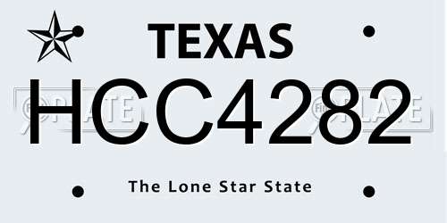 HCC4282 Texas License Plate