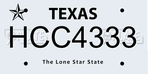 HCC4333 Texas License Plate