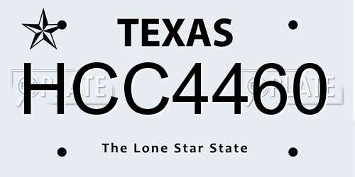 HCC4460 Texas License Plate