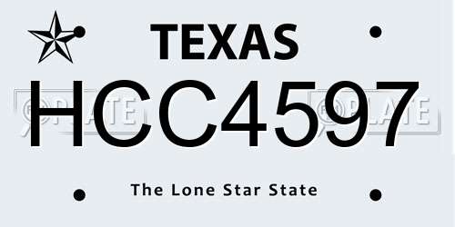 HCC4597 Texas License Plate