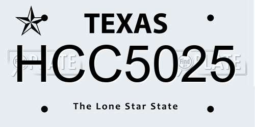 HCC5025 Texas License Plate