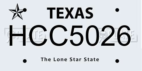 HCC5026 Texas License Plate