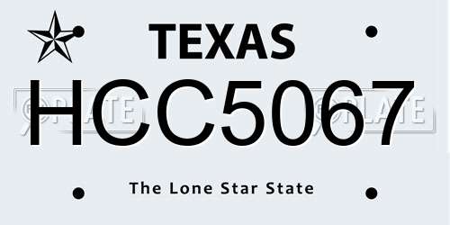 HCC5067 Texas License Plate
