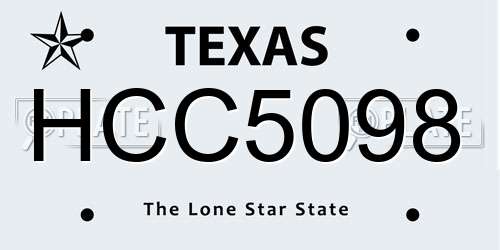 HCC5098 Texas License Plate