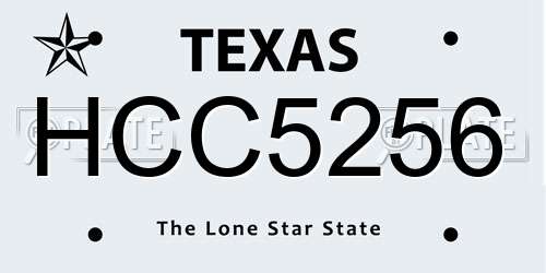 HCC5256 Texas License Plate
