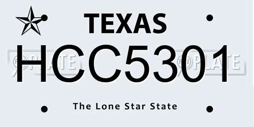 HCC5301 Texas License Plate