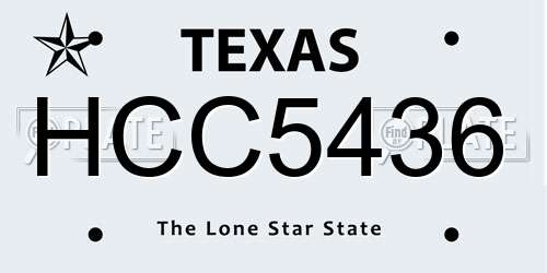HCC5436 Texas License Plate