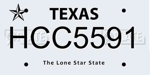 HCC5591 Texas License Plate