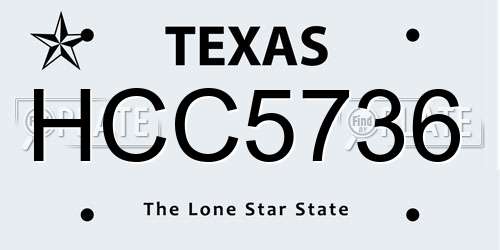 HCC5736 Texas License Plate