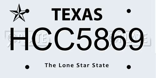 HCC5869 Texas License Plate