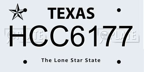HCC6177 Texas License Plate