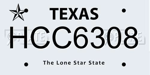 HCC6308 Texas License Plate