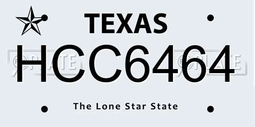 HCC6464 Texas License Plate
