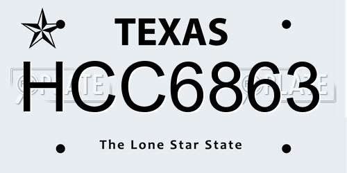 HCC6863 Texas License Plate