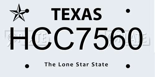 HCC7560 Texas License Plate