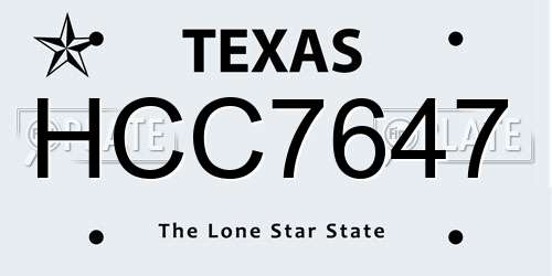 HCC7647 Texas License Plate